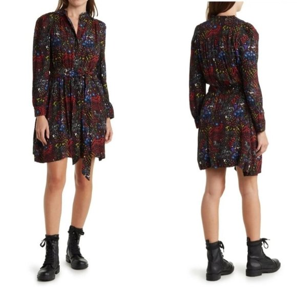 ZADIG & VOLTAIRE Retouch 90s millenial Glam Rock shirt Dress Size Medium